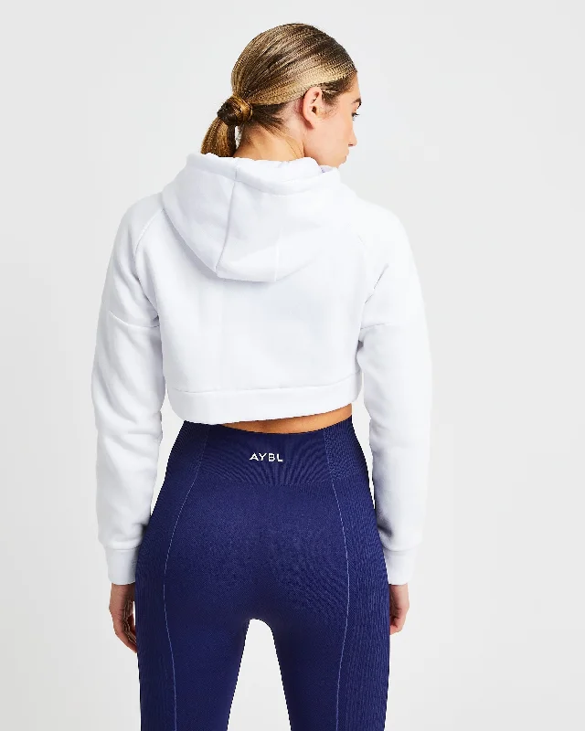 Beyond Crop Zip Hoodie - White