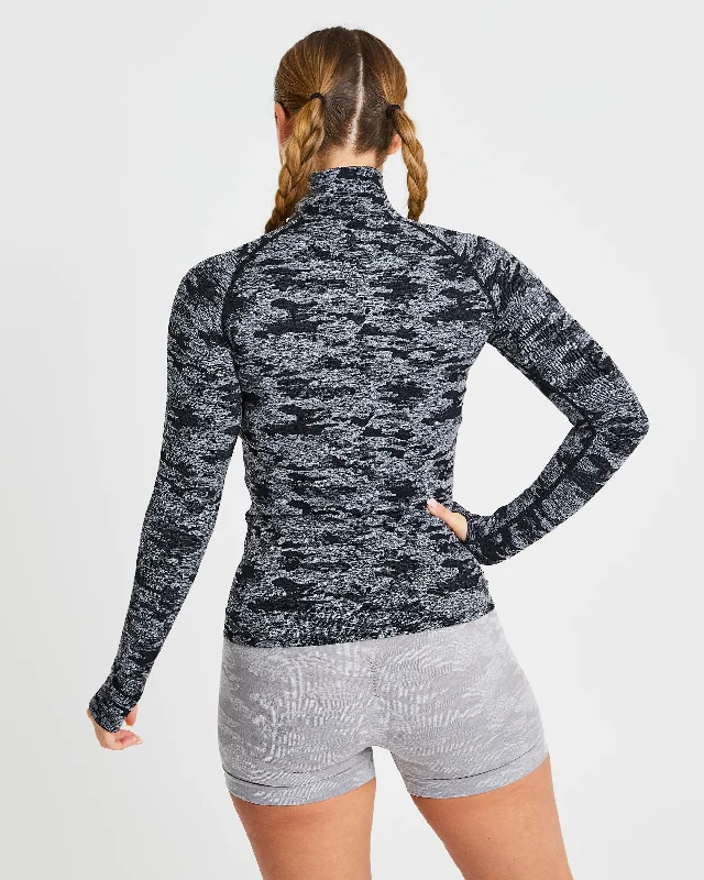 Evolve Camo Seamless 1/2 Zip Pullover - Black