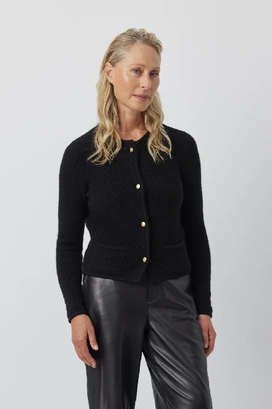 Cashmere Waffle Jacket - Black