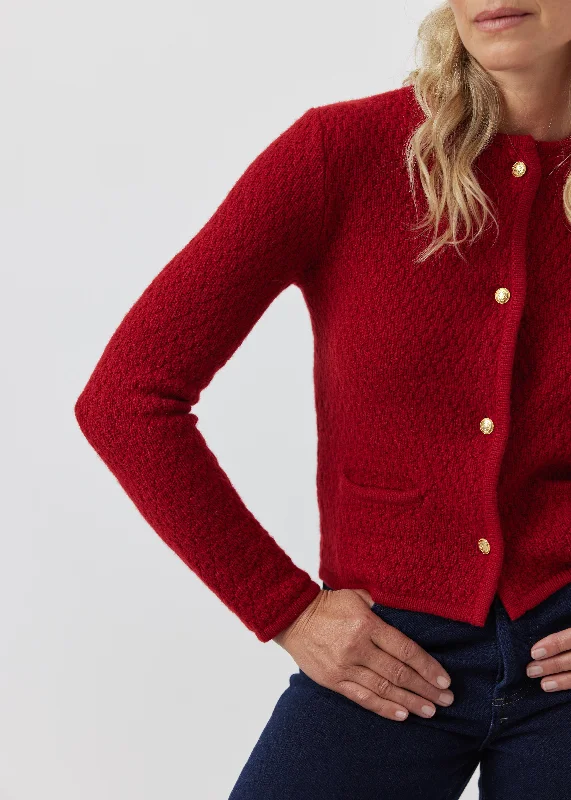 Cashmere Waffle Jacket - Red