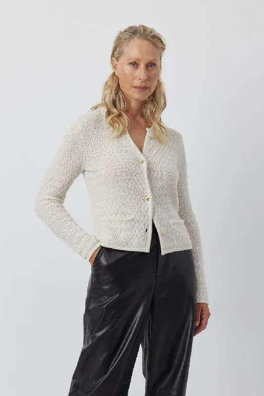 Cashmere Waffle Jacket - Cream