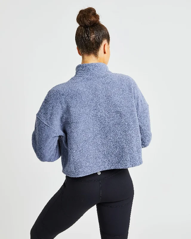 Effortless Oversized Crop Fleece - Stone Blue