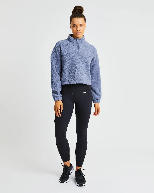 Effortless Oversized Crop Fleece - Stone Blue