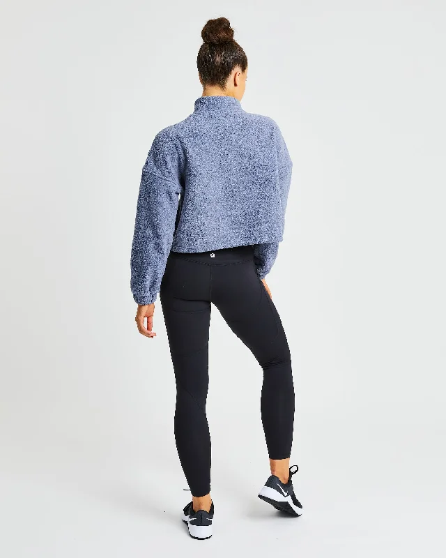 Effortless Oversized Crop Fleece - Stone Blue