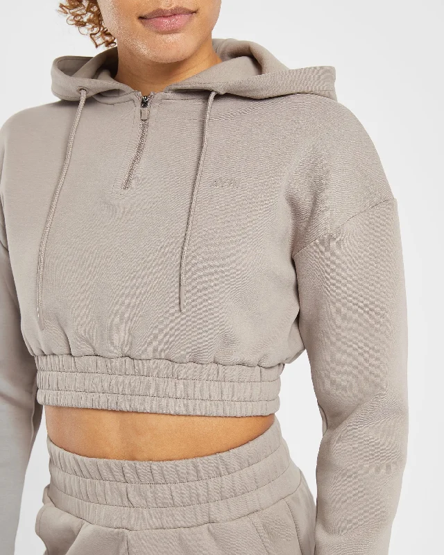 Infinity Crop Zip Hoodie - Mink Brown