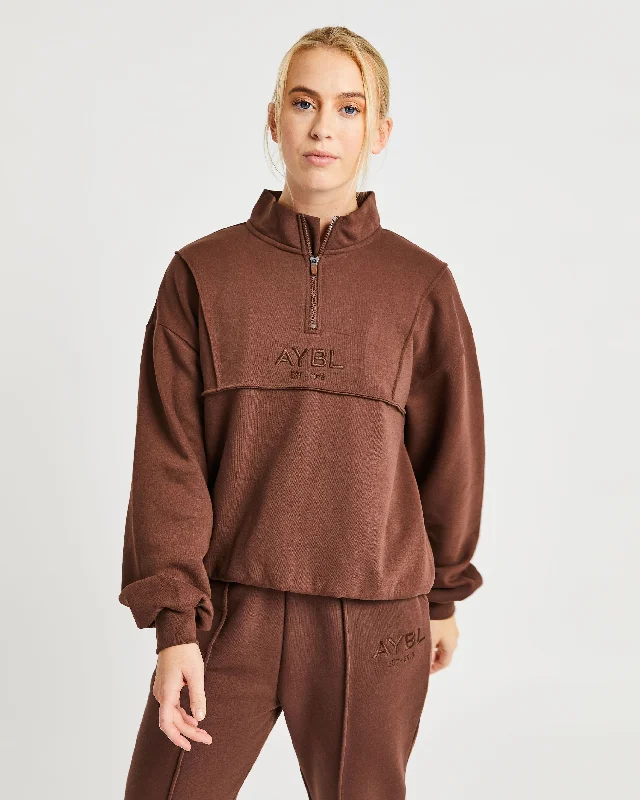 Luxe 1/2 Zip Pullover - Brown