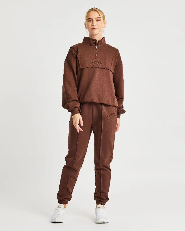 Luxe 1/2 Zip Pullover - Brown