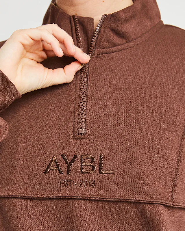 Luxe 1/2 Zip Pullover - Brown