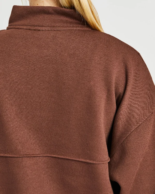 Luxe 1/2 Zip Pullover - Brown