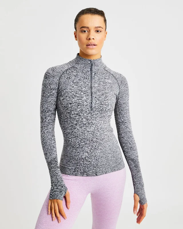 Motion Seamless 1/2 Zip Pullover - Grey Marl