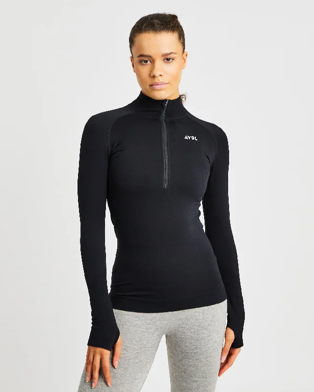 Motion Seamless 1/2 Zip Pullover - Black