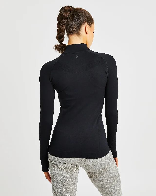 Motion Seamless 1/2 Zip Pullover - Black