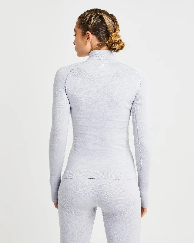 Motion Seamless 1/2 Zip Pullover - Light Grey