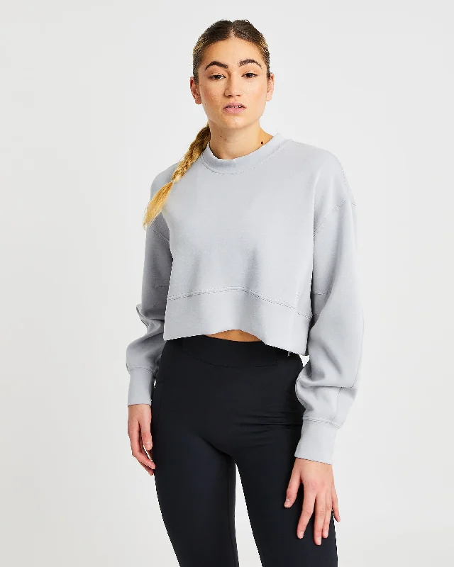 Oversized Crop Jumper - Ice Grey