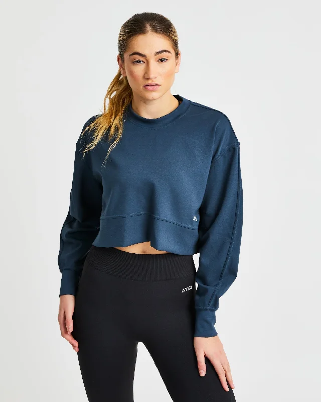 Oversized Crop Jumper - Navy