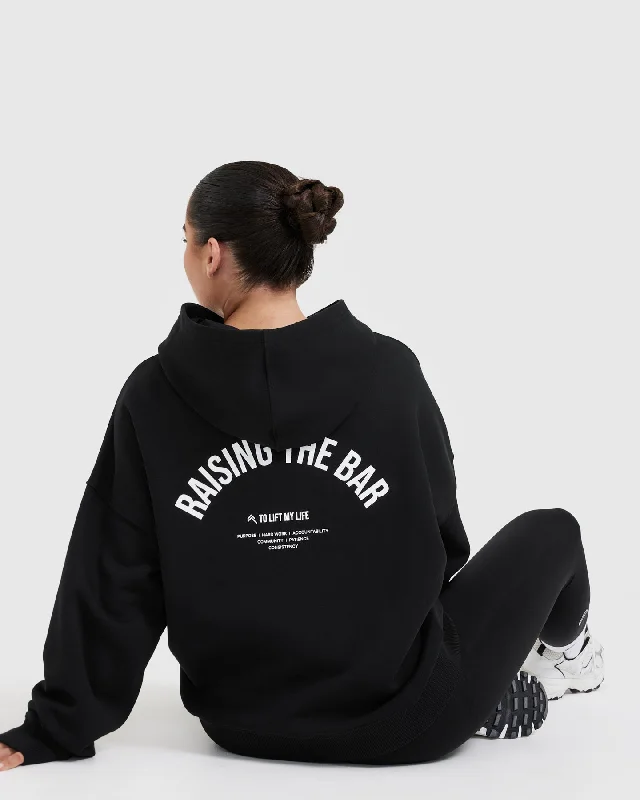 Raising the Bar Graphic Unisex Oversized Hoodie | Black