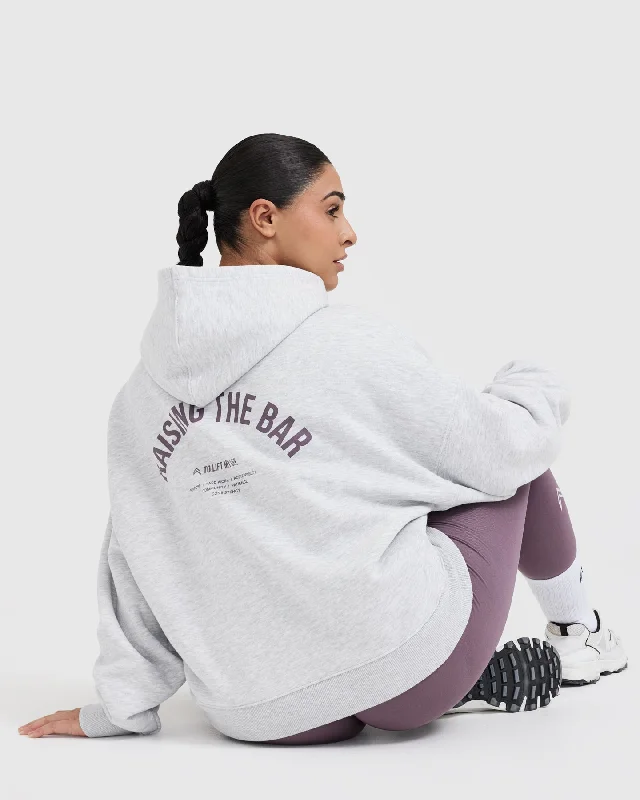 Raising the Bar Graphic Unisex Oversized Hoodie | Light Grey Marl