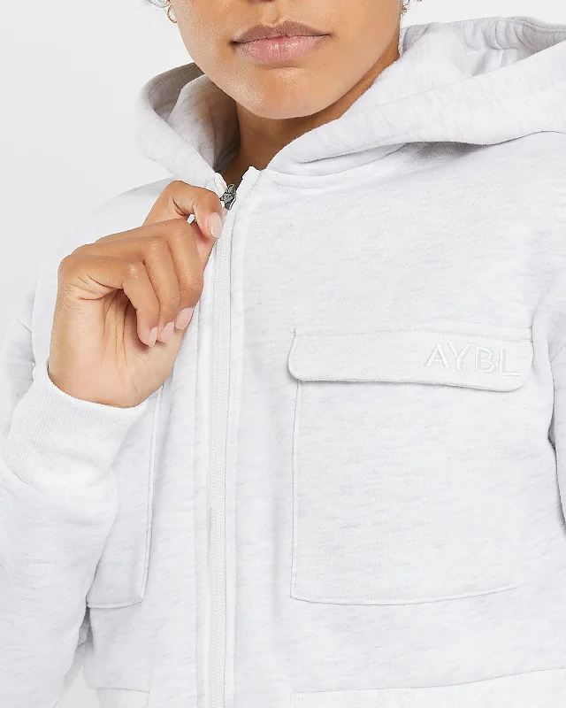 Utility Zip Up Hoodie - Grey Marl