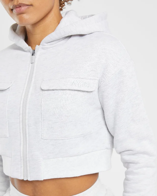 Utility Zip Up Hoodie - Grey Marl