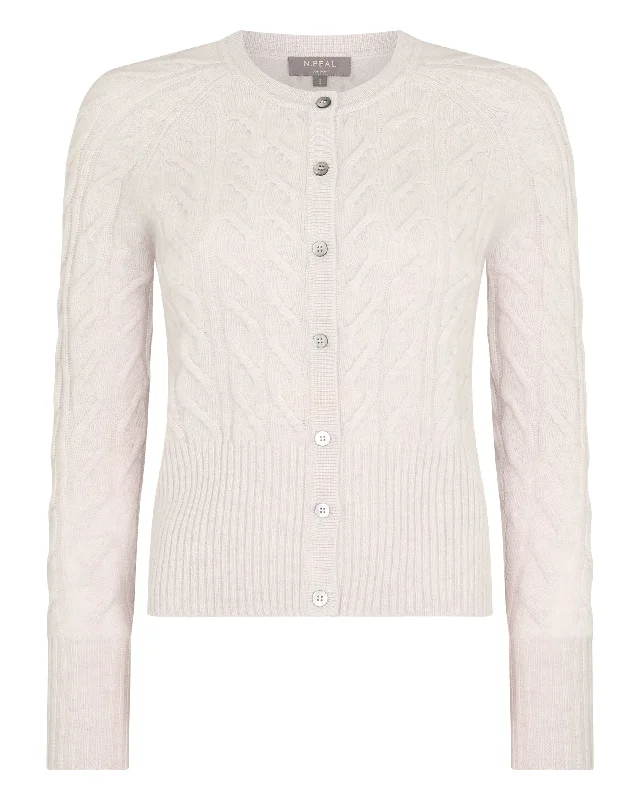 Women's Myla Cable Cashmere Cardigan Frost White