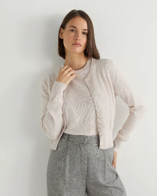 Women's Ivy Cropped Cashmere Cardigan Frost White