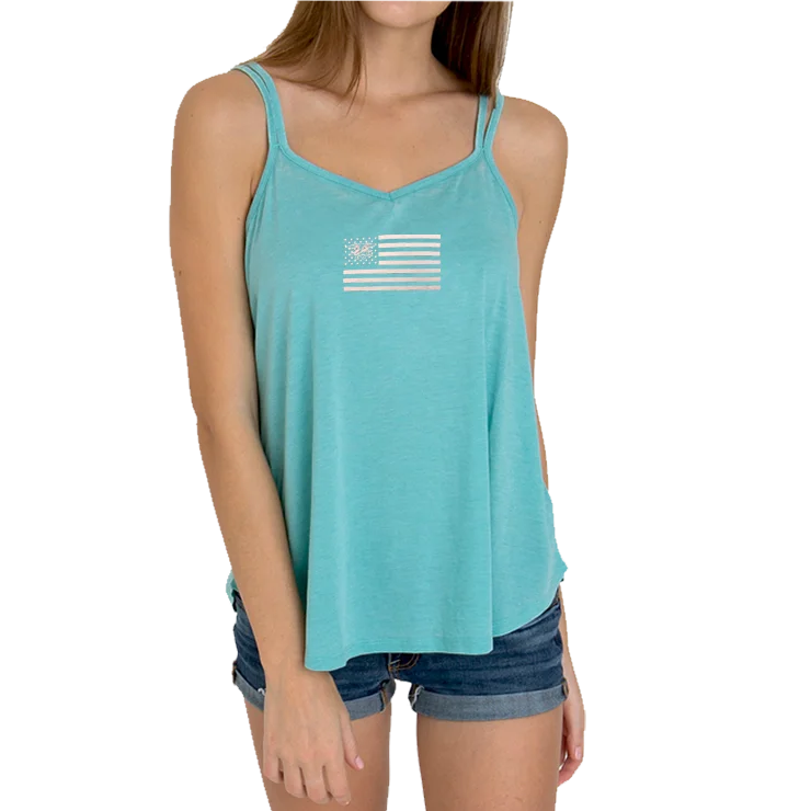 Ladies Strappy Tank with Trident American Flag