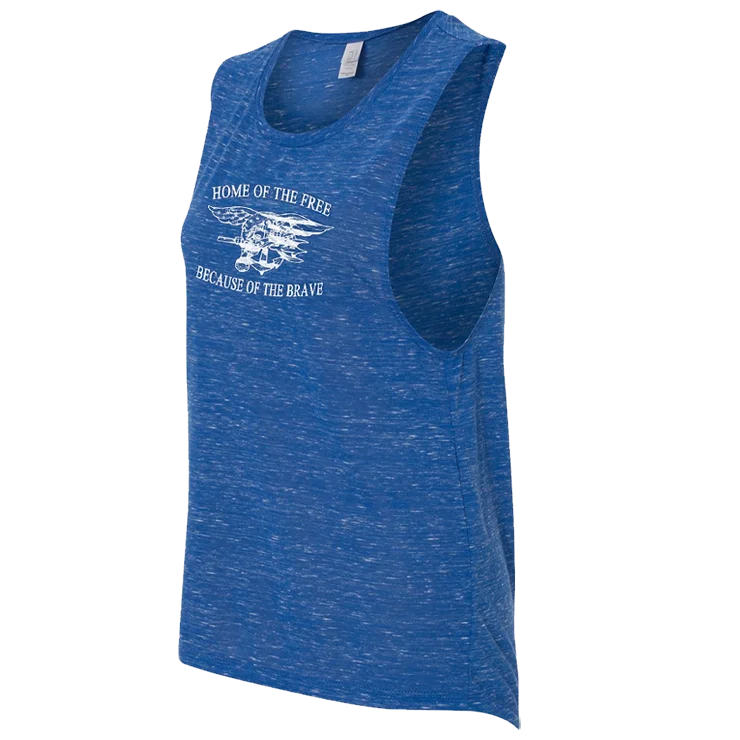 Ladies Trident Home of the Free Flowy Scoop Muscle Tank