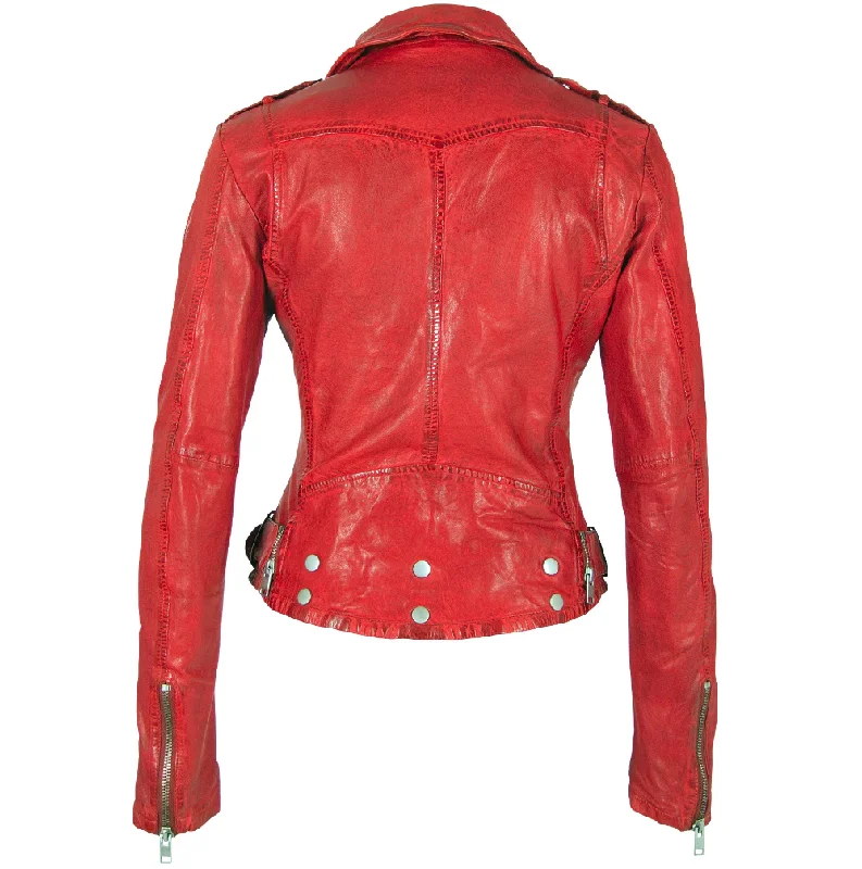 Mauritius Ladies Wild Leather Jacket, Lipstick Red