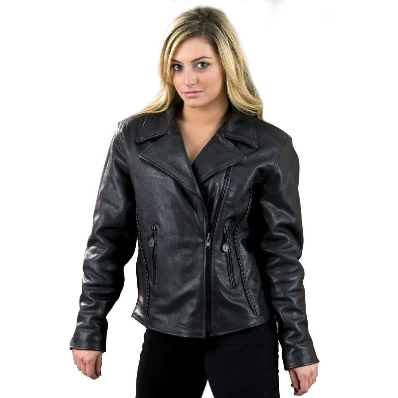 Milwaukee Leather SH7023 Women's 'Braided' Black Leather Jacket with