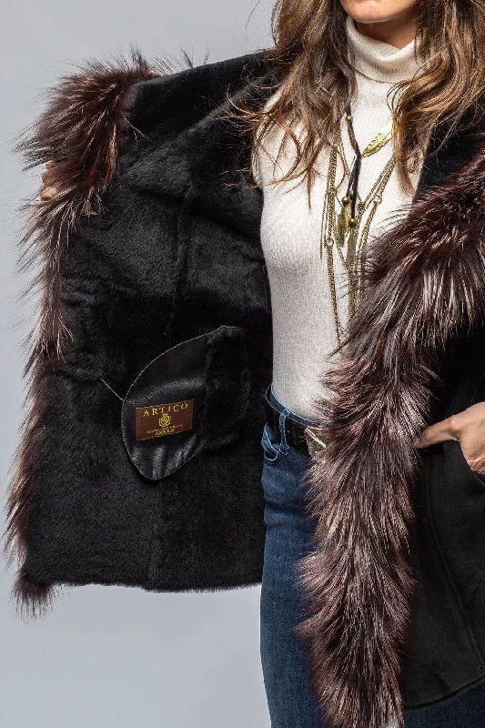 Bigallo Shearling In Black W/ Silver Tipped Fur Trim