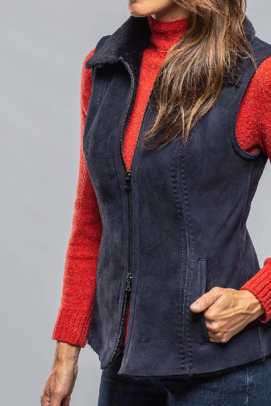 Geneva Shearling Vest In Blue