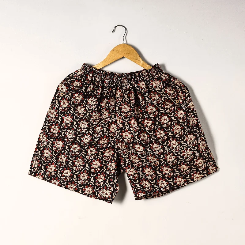 Black - Sanganeri Block Printed Cotton Unisex Boxer/Shorts