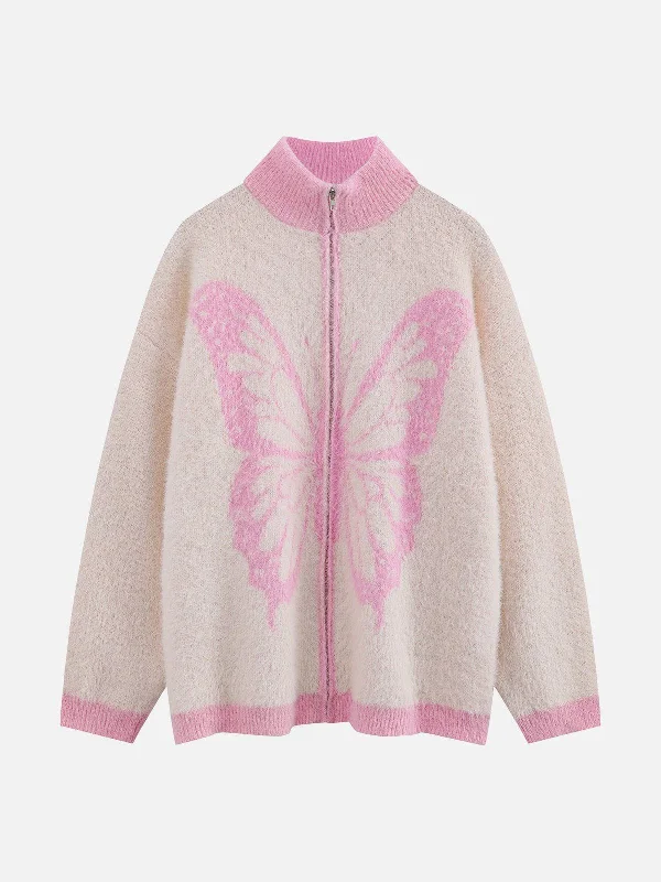 Aelfric Eden Butterfly Pattern Zip Up Cardigan