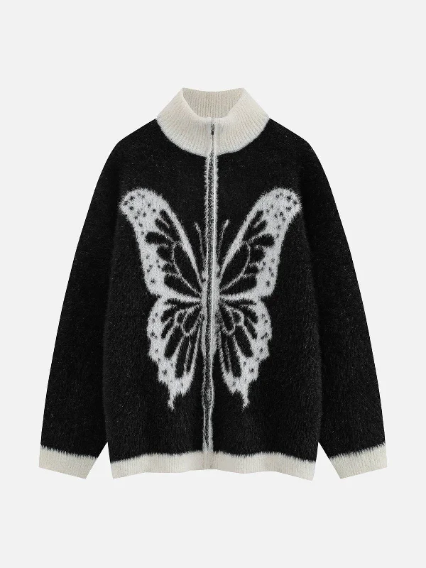 aelfric-eden-butterfly-pattern-zip-up-cardigan