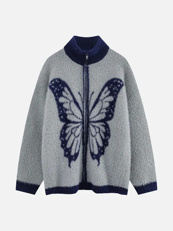 aelfric-eden-butterfly-pattern-zip-up-cardigan