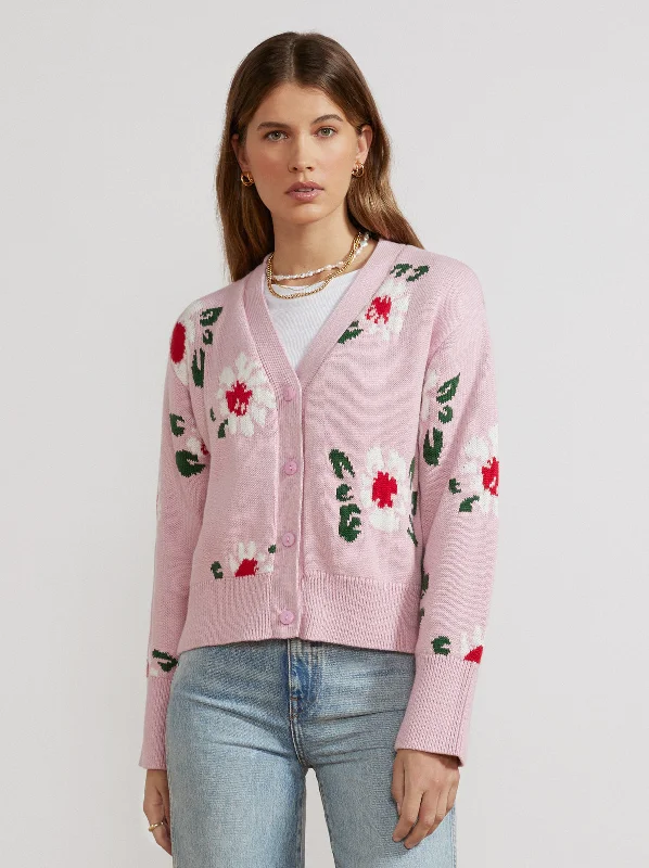 Anais Pink Daisy Cotton Cardigan