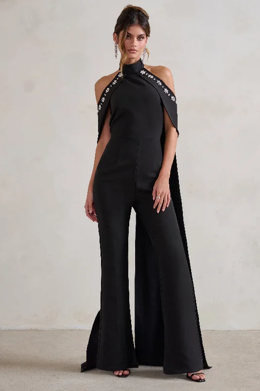 angel-black-high-neck-jumpsuit-with-cold-shoulder-cape-sleeves-cl128283002