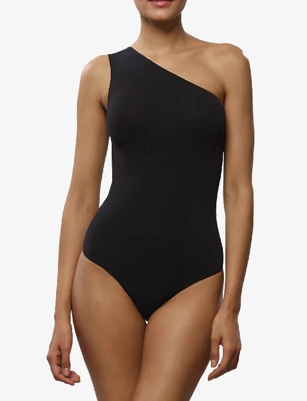 Ballet One Shoulder Bodysuit In Black