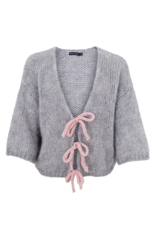 Black Colour - Bccasey Bow Cardigan - Grey/Rose