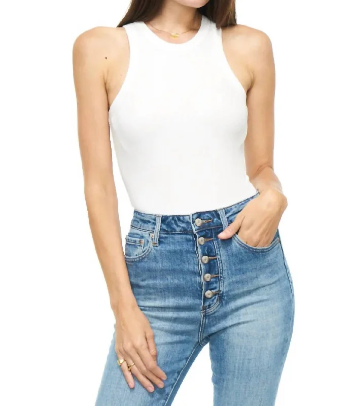 Blake Sleeveless Crew Neck Bodysuit In Le Blanc