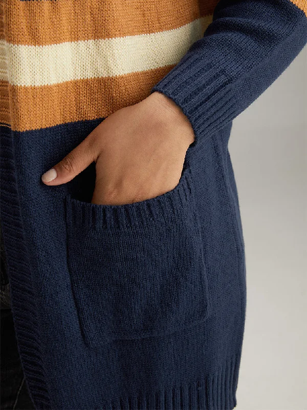 cable-knit-colorblock-contrast-open-front-cardigan