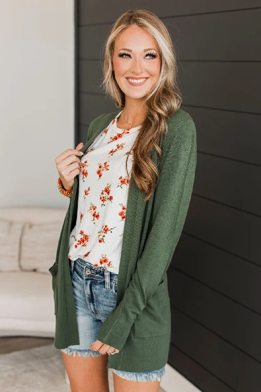 Can't Resist This Knit Cardigan- Green Ivy