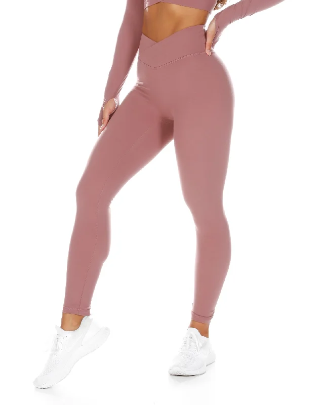 Cross Over Leggings - Soft Rose