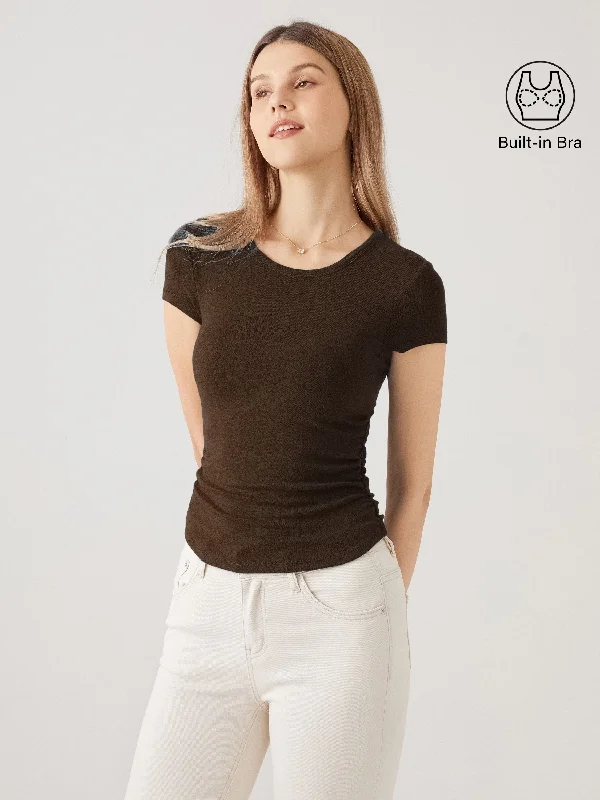 Eco-MiyaMoon® Round Neck Short Sleeve Brami Top