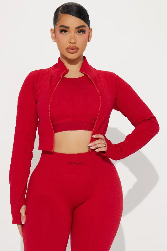 Effortless Ribbed Jacket - Red