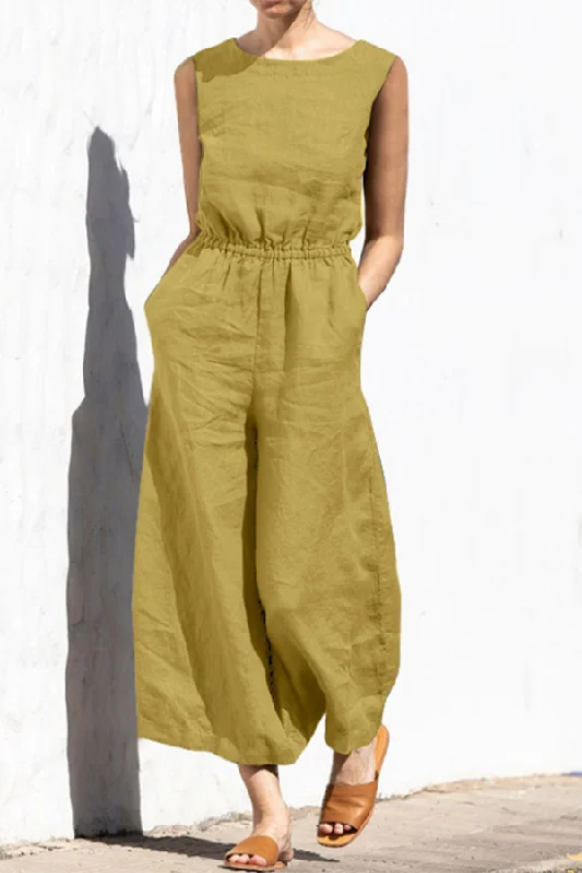 fern-linen-blend-pocketed-button-back-elastic-waist-jumpsuit