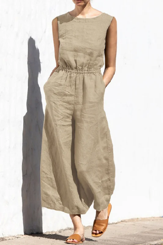 fern-linen-blend-pocketed-button-back-elastic-waist-jumpsuit