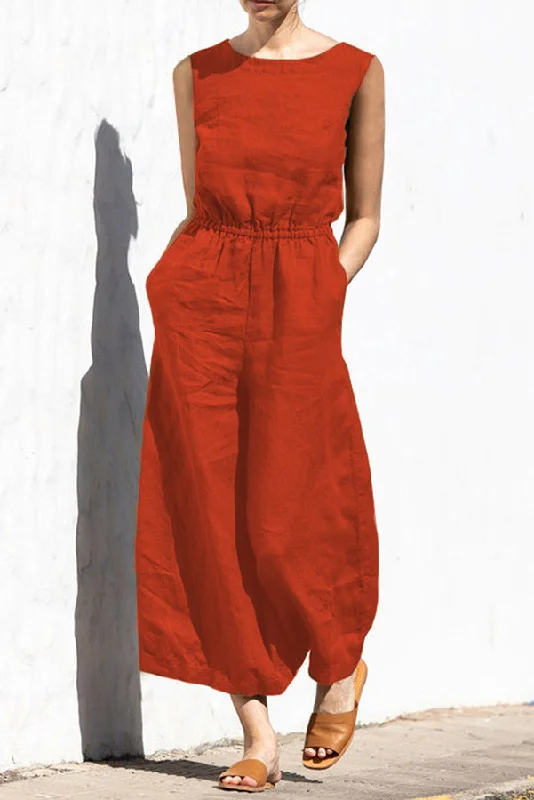 fern-linen-blend-pocketed-button-back-elastic-waist-jumpsuit