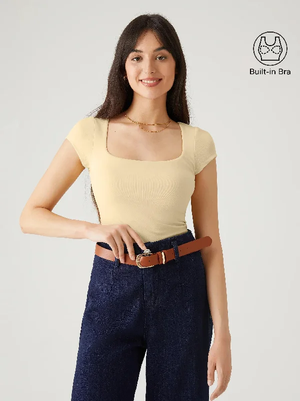 Fresh Cotton Squareneck Brami Top