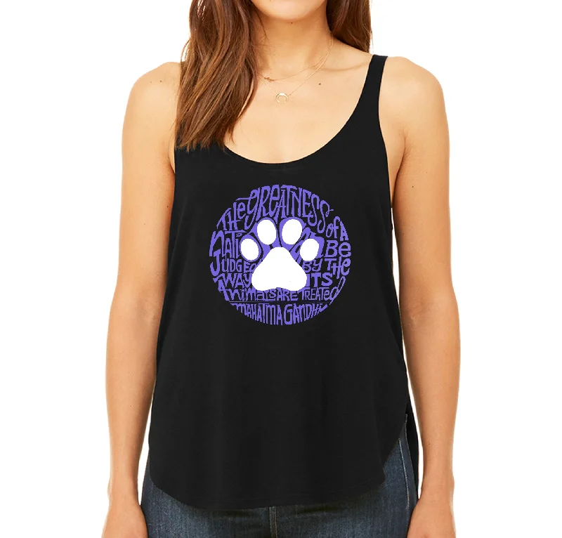 Gandhi's Quote on Animal Treatment  - Women's Premium Word Art Flowy Tank Top